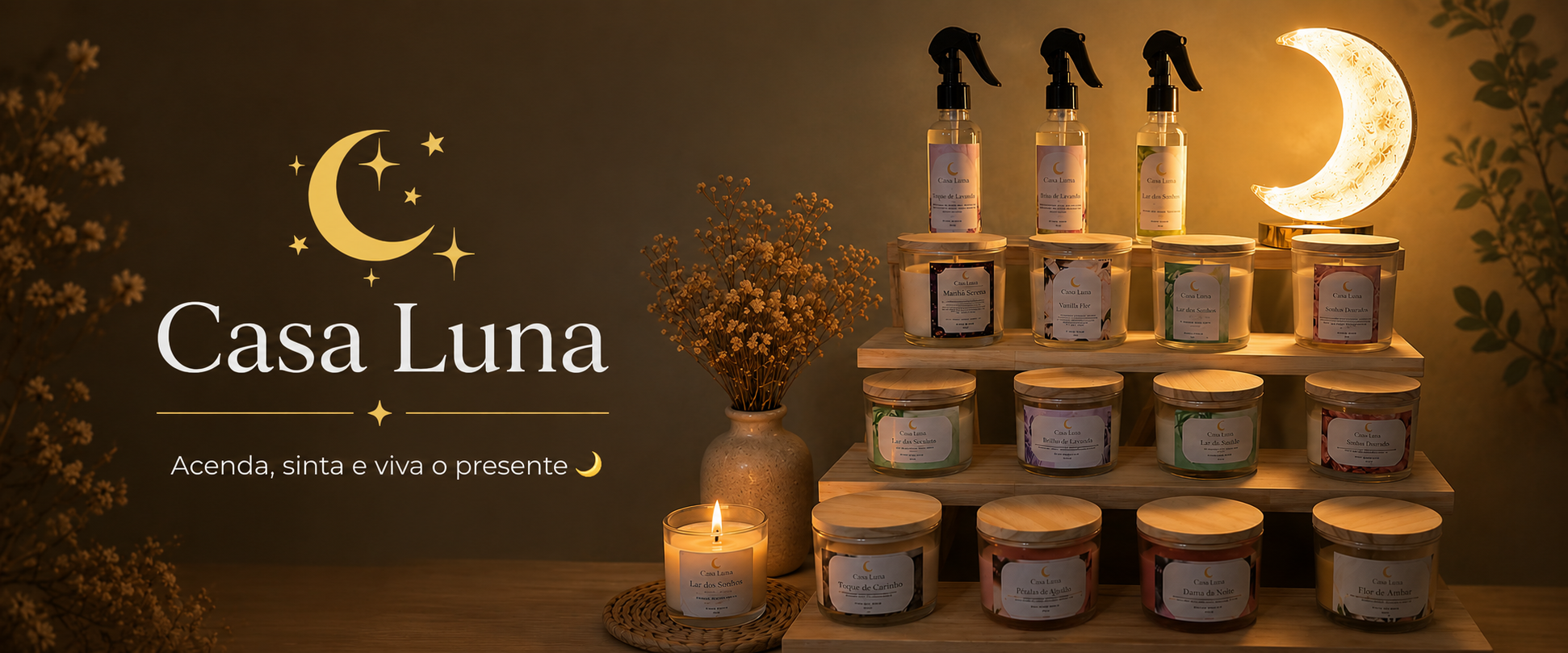 Coleção de velas e home sprays Casa Luna